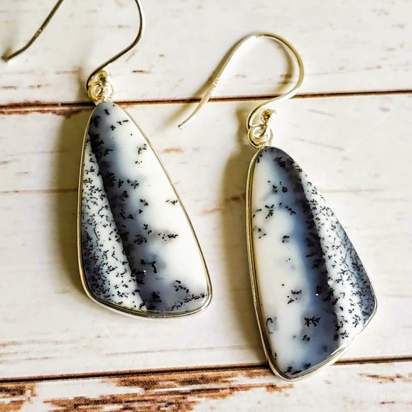 The Girl With Kaleidoscope Eyes Jewelry - Mystical Merlinite Sterling Earrings